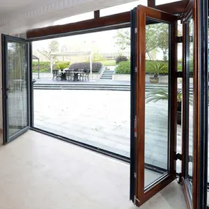 Style populaire avant pliant porte principale en aluminium portes d'entrée de porte coulissante en verre