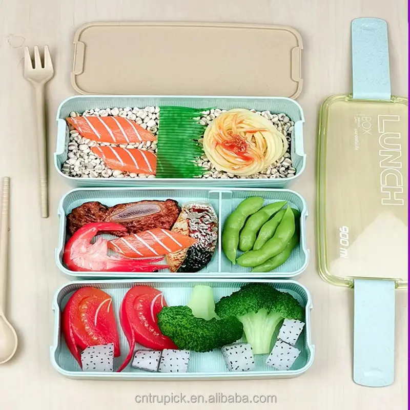 Plastic Bento Lunch Box Container Food Storage Box With Lid