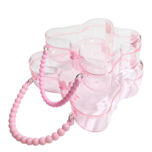 Butterfly Jewelry Storage Box Pink Mini Organizer For Girls With Beaded Handle Desktop Storage Case - Product Image 5