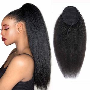 Extensiones de Cabello de Cola de Caballo, Cabello Humano Brasileño Virgen, Largo, Sedoso, Liso, Ondulado, con Cordón, para Mujeres Negras - Product Image 3