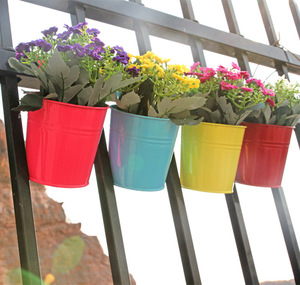 Pot de fleurs mural en métal suspendu, support de fleurs en fer, jardinière de jardin, pour décorer la maison - Product Image 5