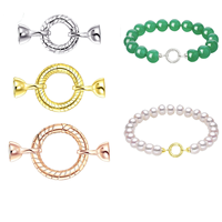 Fermoir de collier en argent S925 XD p3356, connecteur double anneau pour perles de jade, accessoire de fabrication de bijoux DIY, fermoir d'extrémité