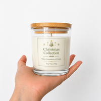 Bougie de Noël personnalisée en cire de soja avec étiquette transparente, pot en verre, boîte en kraft, fabrication OEM ODM, livraison rapide, approvisionnement stable