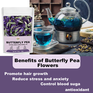 Té orgánico OEM con sabor a hierbas para la salud, té de burbujas heladas, té de flores de guisante de mariposa <span class=keywords><strong>azul</strong></span> seco - Product Image 4