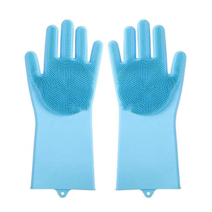 Nouveauté 2025 : Gants de lavage de vaisselle réutilisables à épaisseur moyenne, en silicone résistant à la chaleur, avec brosse de nettoyage et éponge, nouveau design - Product Image 1