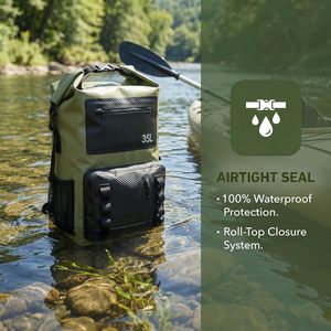 Sac à dos étanche à enroulement 35L, sac étanche flottant, plusieurs compartiments, système Molle, randonnée, <span class=keywords><strong>camping</strong></span>, kayak, voyage - Product Image 4