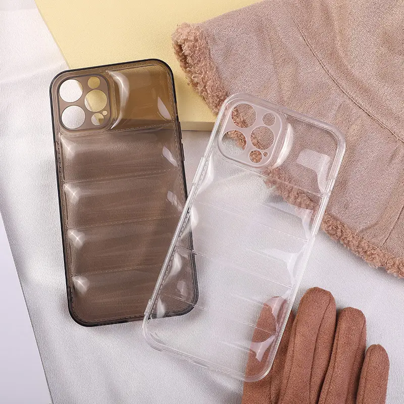 Transparent Mobile Phone Bags Cases Soft Tpu Cover Fashion Puffer Down Jacket Phone Case For Iphone 14 pro max 13 pro max 12 11