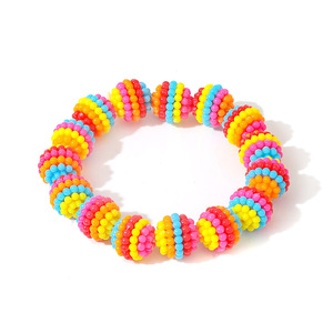 Rainbow Candy Color Acrylic Beaded <b>Bracelet</b> Elastic Cute Style Unisex Gift Fashion Jewelry 2025 - Product Image 5