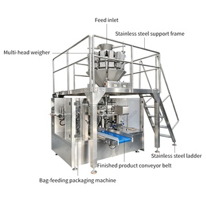 Peseuse multi-têtes 14 têtes avec machine à sachets préformés rotative à 8 stations et plateforme de support - Product Image 3
