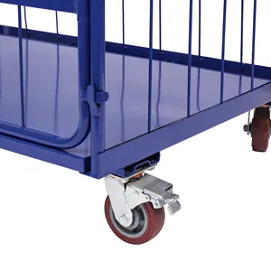 Vente en gros d'usine chariot à cage roulante pliable à 4 côtés 500 kg de surface avec revêtement en poudre chariot à cargaison