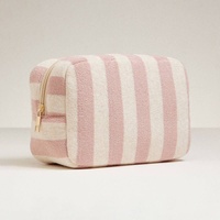 BSCI-zertifizierte Fabrik Reise-Kosmetiktasche für Damen, gestreift, blau, Frottee, Hautpflege, Strand-Kulturtasche für den Sommer