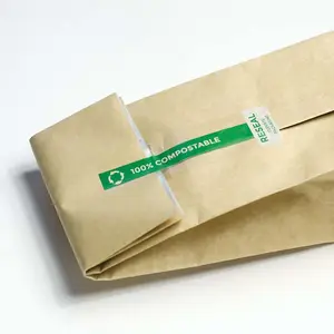 customised logo environmentally friendly food stickers green roll biodegradable labels for bag packaging