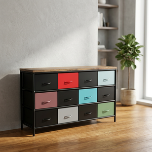 Industrial Farmhouse Eco-Friendly Iron Metal Modular <b>Sideboard</b> 5+ Drawers Compartments Durable Corner Cabinet Villa Living Room - Product Image 3