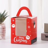 Boîte d'emballage individuelle en carton pour pâtisseries, desserts, cupcakes, tartelettes aux pommes de Noël, œufs, Mafen, avec fenêtre et poignée