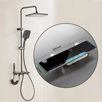 Système de douche mural de luxe 4 fonctions avec pommeau de pluie, robinetterie de bain à jet doux, ensemble de douche pour appartement et hôtel