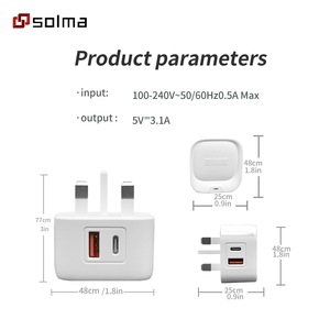 Adaptador de cargador de pared rápido PD USB tipo C multifuncional de 65W Material ABS duradero Salida de protección OTP Teléfono inteligente Enchufe del Reino Unido - Product Image 5