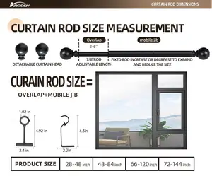 ARODDY28〜48インチカーテンロッドforWindows tige rideau baignoireスプライシング調整可能なシングルドレープロッド