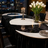Table basse de salon et de salle à manger en marbre, style minimaliste italien, luxe léger, géométrique et rétro, pour mobilier de maison européen