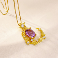 Pendentif en améthyste naturelle avec chaîne en argent sterling 925 pour elle, collier fin en cristal violet en forme de cœur, bijoux pour anniversaire