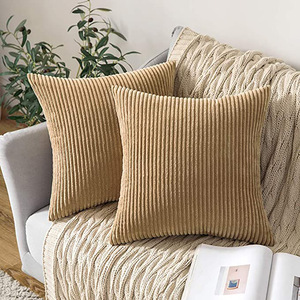 Funda de almohada de <span class=keywords><strong>pana</strong></span> a rayas suaves decorativas navideñas, funda de cojín de terciopelo, almohada cuadrada, sofá, Hotel, poliéster - Product Image 6