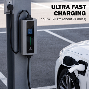 Vente flash : chargeur EV portable 7 kW 32 A type 2, étanche IP65, avec écran de 1,8 pouce et coque ABS, plug-and-play pour usage domestique - Product Image 3