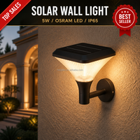 Applique Murale Solaire Extérieure IP65 LED Blanc Chaud 5W, Design Raffiné, Panneau Solaire, Diffuseur PC, Abat-jour Diamant, pour Jardin