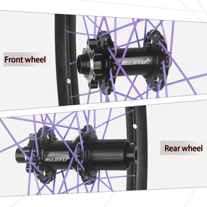 Jeu de roues de vélo de montagne RUJIXU Premium Black Ring Purple Spokes, 24-<span class=keywords><strong>29</strong></span> <span class=keywords><strong>pouces</strong></span>, alliage d'aluminium, clincher/<span class=keywords><strong>tubeless</strong></span>, frein à disque, jante 20 mm - Product Image 4