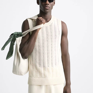 Conception personnalisée logo coton surdimensionné grande taille en gros sport été recadrée maille tricoté haut hommes <span class=keywords><strong>Crochet</strong></span> débardeur <span class=keywords><strong>gilet</strong></span> - Product Image 1