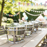 6L Chafing Dish Pemanas Makanan dengan Bahan Bakar untuk Pernikahan, Prasmanan, Peralatan Katering untuk Hotel dan Pesta