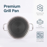 Berbagai Ukuran Interior Anti Lengket Ukiran Dua Sisi Baja Tahan Karat 304 Edelstahl Grillplatte Bulat Wajan Panggang BBQ