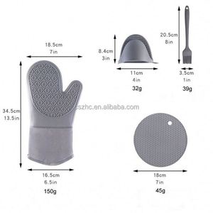 Heat Resistant 7PCS Set <b>Silicone</b> Oven Mitts Mini Pinch Mitts Hot Pads Potholders Trivet Mats Basting Brush for <b>Baking</b> Cooking - Product Image 6