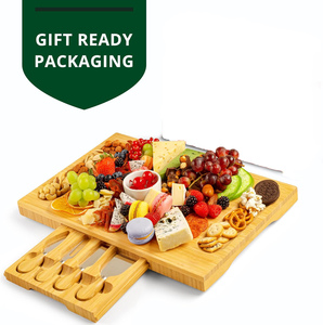 Plateau à fromages en bambou personnalisé avec ensemble d'ustensiles pour charcuterie - Product Image 4