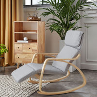 Fauteuil à bascule Lazy Bentwood avec accoudoirs, style nordique, pour chambre et salon, chaise de relaxation