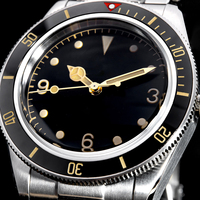 Montre automatique de plongée rétro, saphir, luminescente, revêtement antireflet, lunette en céramique bidirectionnelle, étanche, montre-bracelet pour homme