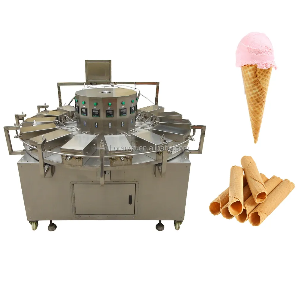 Rodillo de cono de gofre multifuncional, cono de helado, máquina para hacer galletas, línea de producción de cono de azúcar enrollado