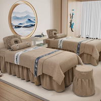 Housse de lit de spa en tissu doux, respirant et portable, avec jupe de table de massage professionnelle à volants pour salon de beauté et tatouage