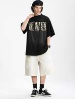 Kaos Pria Vintage Spray Wash Print 2026 Musim Panas Terbaru Streetwear Longgar Katun Lengan Pendek