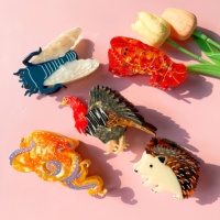 Pinces à cheveux tendance Qianjin, accessoires capillaires en acétate, animaux mignons personnalisés, antidérapantes pour femmes, usage quotidien, OEM/personnalisé