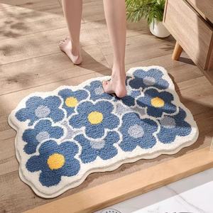 Alfombra de baño floral con forma novedosa, antideslizante, de secado rápido, para baño, dormitorio, sala de estar - Product Image 1