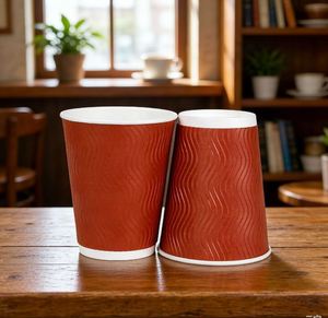 Coffee Time Double Ripple <b>Wall</b> Cup Heat <b>Insulation</b> Craft <b>Paper</b> Coffee Cups for Hot Drinks Take Away Mugs 8/10oz Vasos Polipapel - Product Image 1