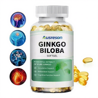 Ausreson Großpackung Ginseng-Softgel-Kapseln mit Ginkgo Biloba 1000mg, Nahrungsergänzungsmittel für das Gehirn, 120 mg 500mg Ginkgo Biloba Softgel-Kapseln