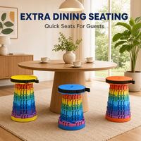 Tabouret d'appoint rond en plastique pour table à manger, idéal pour les repas en famille, les déjeuners du dimanche et les services de repas (avec assiette incluse)