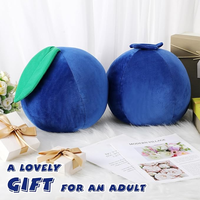 Bantal Lempar Buah Blueberry Simulasi Kustom dengan Daun, Boneka Peluk untuk Anak dan Bayi, untuk Tempat Tidur, Sofa, Boneka Blueberry Isi Dakron