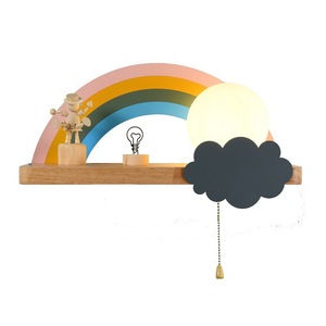 Moderno creativo <span class=keywords><strong>applique</strong></span> Pull interruttore LED in legno per <span class=keywords><strong>bambini</strong></span> comodino luce luna lampada da parete per camera da letto - Product Image 3