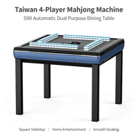 Table de Mahjong automatique S90 style taïwanais à 4 sorties, table de jeu carrée 2-en-1 Mahjong et repas pour usage domestique