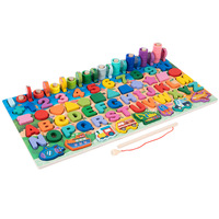 Papan Logaritmik Kayu 8-in-1 Warna-warni Grosir, Permainan Memancing Montessori, Puzzle Edukasi Pencocokan Bentuk untuk Anak Prasekolah