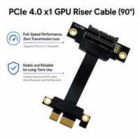 Câble d'extension GPU PCIe 4.0 x1 haute vitesse 16 Gbit/s, cordon de rehaussement à angle droit inversé à 90 degrés, blindé, flexible FPC, pour carte réseau ITX