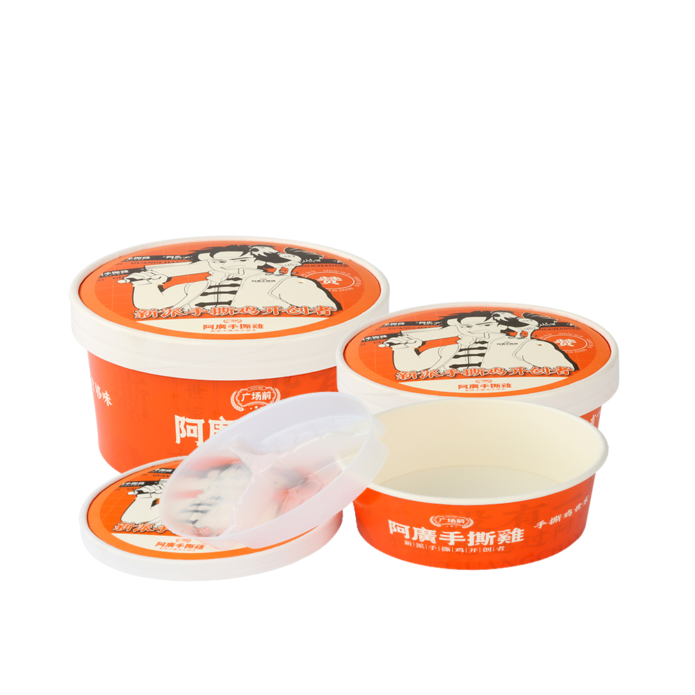 Disposable Custom Logo Printed Lunch Takeaway Fast Food Bowl Take Away Salad Bowl Kraft Paper Salad Bowls With Lids
