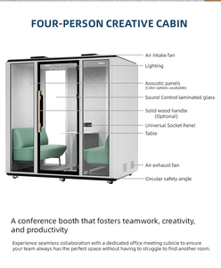 Cabine de bureau insonorisée portable moderne avec isolation acoustique de 28 dB, conception modulaire pour bureau à domicile, entrepôt, centre commercial et école - Product Image 2