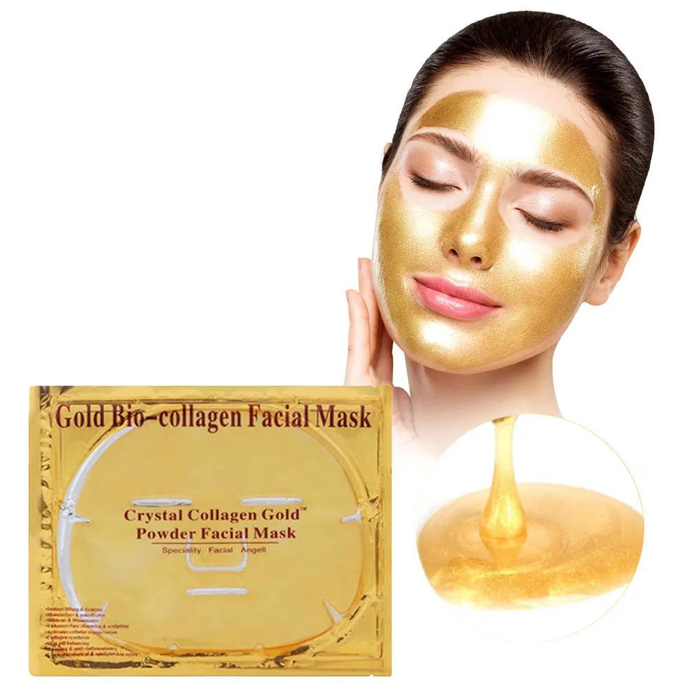 Kollajen yüz maskesi kaldırma ve sıkma hidrojel 24K altın yüz maskesi kozmetik toptan nemlendirici yüz